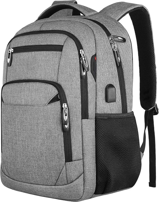 New Men's Laptop Backpack with Large Capacity, Multifunctional Travel Notebook Business Computer Bag - Bulk Order Available (Light Gray), 20