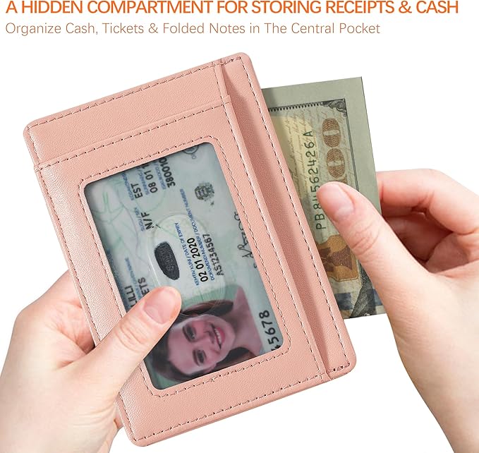 Travelambo Slim Wallet Front Pocket Minimalist Leather RFID Blocking Medium Size