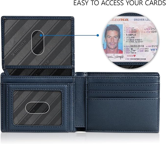 RUNBOX Wallet for Men Slim Rfid Leather 2 ID Window With Gift Box