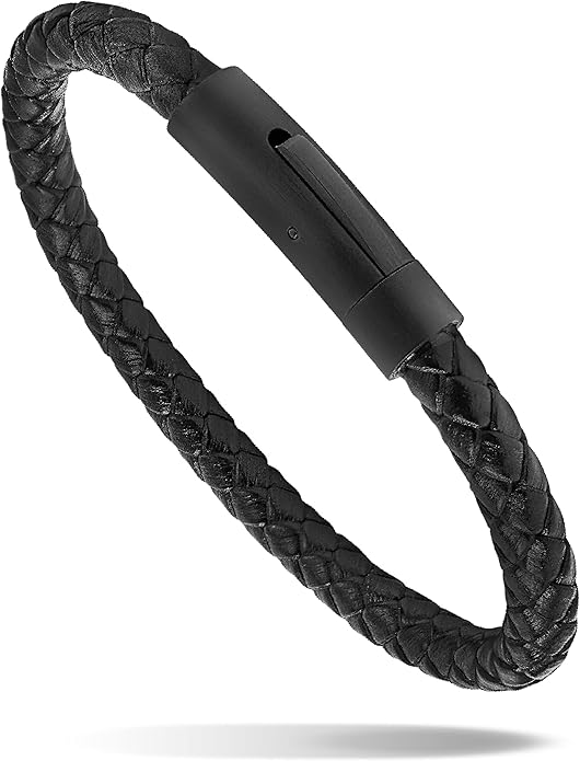 LUXAR Men’s Genuine Leather Bracelet | Interwoven Black Leather Bracelets with Brush Stainless Steel Clasp | Minimalist, Designer Jewelry for Men