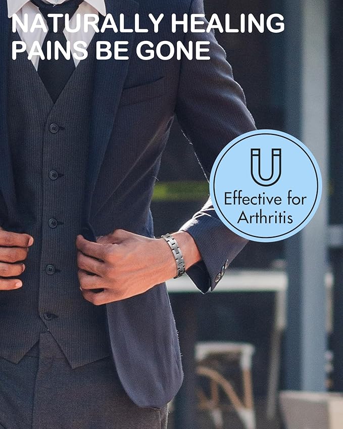 Feraco Magnetic Bracelets for Men Sleek Titanium Stainless Steel Magnetic Therapy Bracelet with Sizing Tool, Jewelry Gifts for Men (Silver)