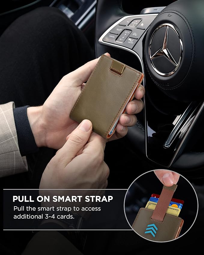 SERMAN BRANDS RFID Blocking Slim Bifold Genuine Leather Minimalist Front Pocket Wallets for Men with Money Clip Thin Mens