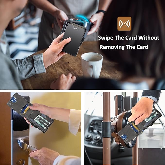 umoven Wallet for Men - with Money Clip Slim Leather Slots Credit Card Holder RFID Blocking Bifold Minimalist Wallet with Gift Box (Dark Gray)