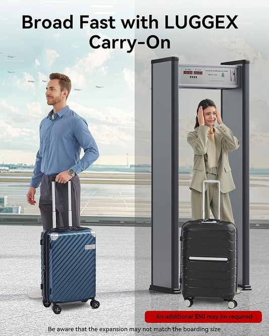 LUGGEX Luggage with Spinner Wheels - Polycarbonate Expandable Hard Shell Suitcase, Carry-On 20-Inch+Backpacks