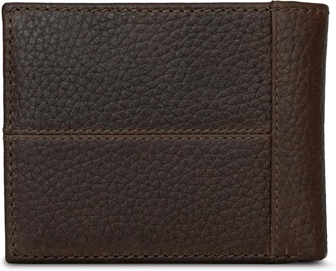 Eddie Bauer Men's Rugged Leather Bifold Wallet | Money Clip | RFID Protection | ID Window | Genuine Leather | EDC