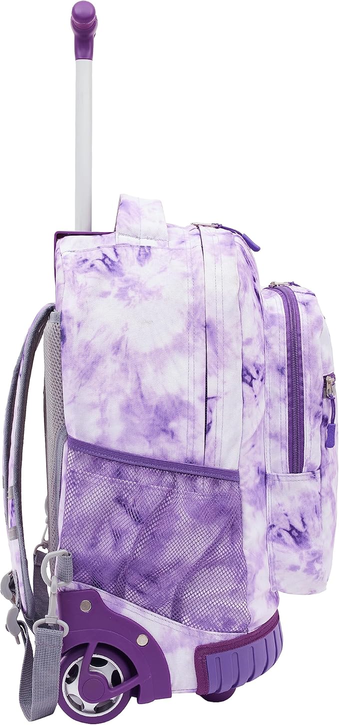 Travelers Club Rolling Backpack, Purple Tie, 18 Inch