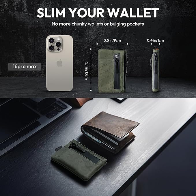 Keymarx EDC Pouch RFID Blocking Tactical Zipper Wallet, Waterproof Wallet for Men (Holds 1–12 Cards)