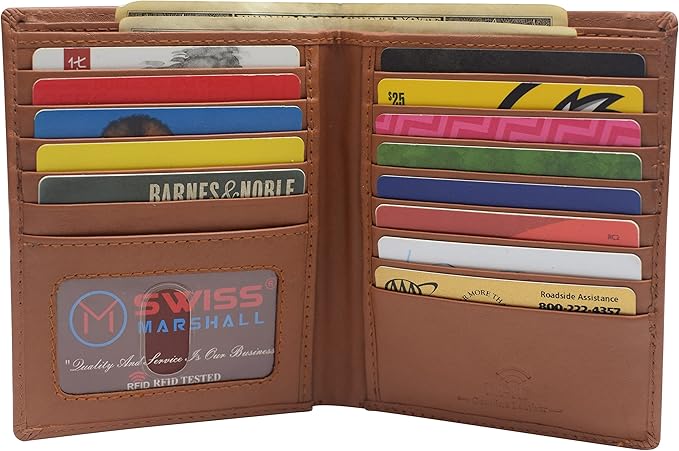 RFID Blocking Bifold Hipster Credit Card Wallet Premium Lambskin Leather (CN Tan)