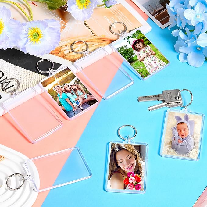 12 Pcs Photo Keychain (2 x 3inch) Transparent Picture Keychain, Acrylic Photo Insert Keychain Blank Photo Insert Keyring DIY Personalize Favor Graduation Gift