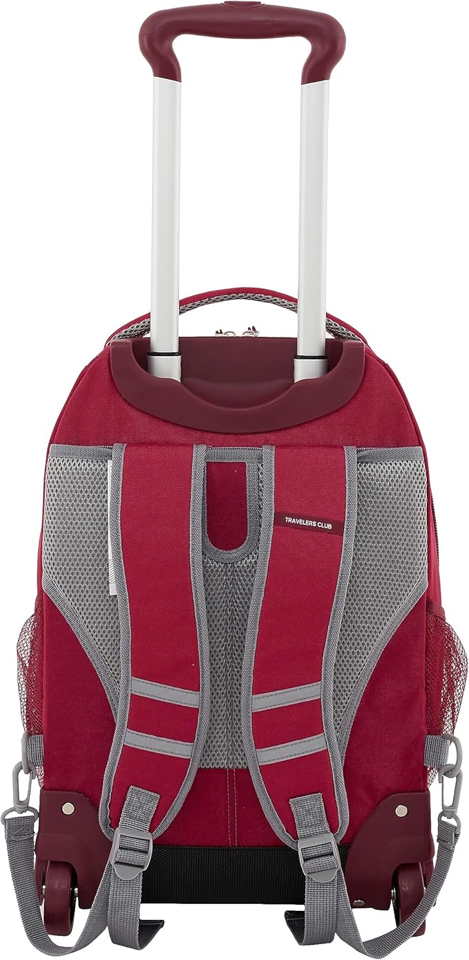 Travelers Club Rolling Backpack, Red, 20 Inch with Laptop Compartment