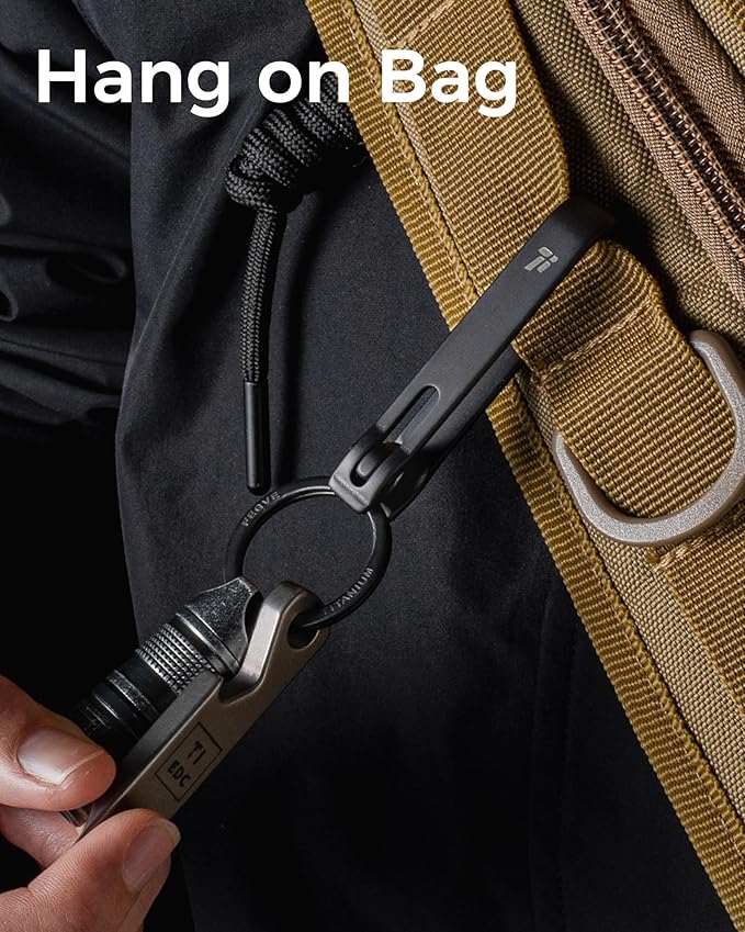 FEGVE Titanium Key Belt Clip Keychain Clip for Men, Belt Loop Key Ring Chain Holder Key Hook for Pants Purse