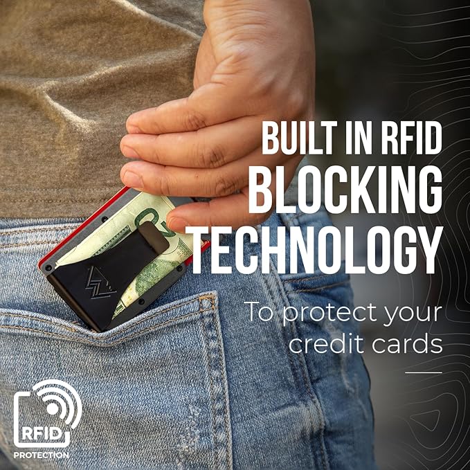 Mountain Voyage Co Minimalist Wallet for Men & Women - Slim RFID Wallet, Scratch Resistant, Credit Card Holder & Money Clip, Easily Removable Money & Cards, (Greystone Aluminum)