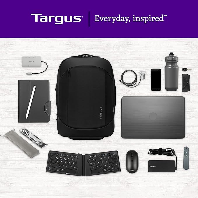 Targus 16 Inch Groove Laptop Backpack, Black - Fits Most Laptops up to 16", Water Resistant Travel Backpack for Business Commuters and Travel (CVR600)