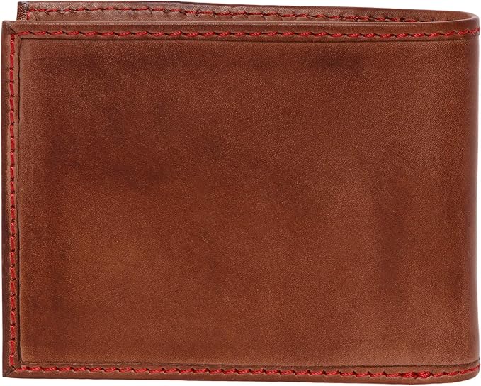 Rawlings Mens Tanned-leather Baseball Stitch Embroidered Wallet - (Dark Brown)
