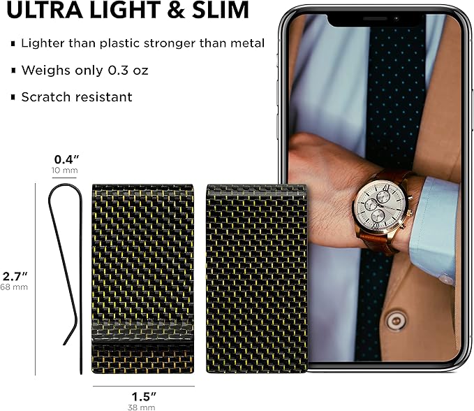 SERMAN BRANDS Carbon Fiber Money Clip for Men – Slim RFID Money Clip Wallet, Minimalist Front Pocket EDC Wallet Cash Holder & Credit Card Holder -100% Real Carbon Fiber Wallet