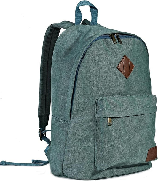 Canvas College Laptop Backpack, Durable Rucksack Travel Notebook Bag Backpack Book Bag for Men Women Turquoise Factory Directly