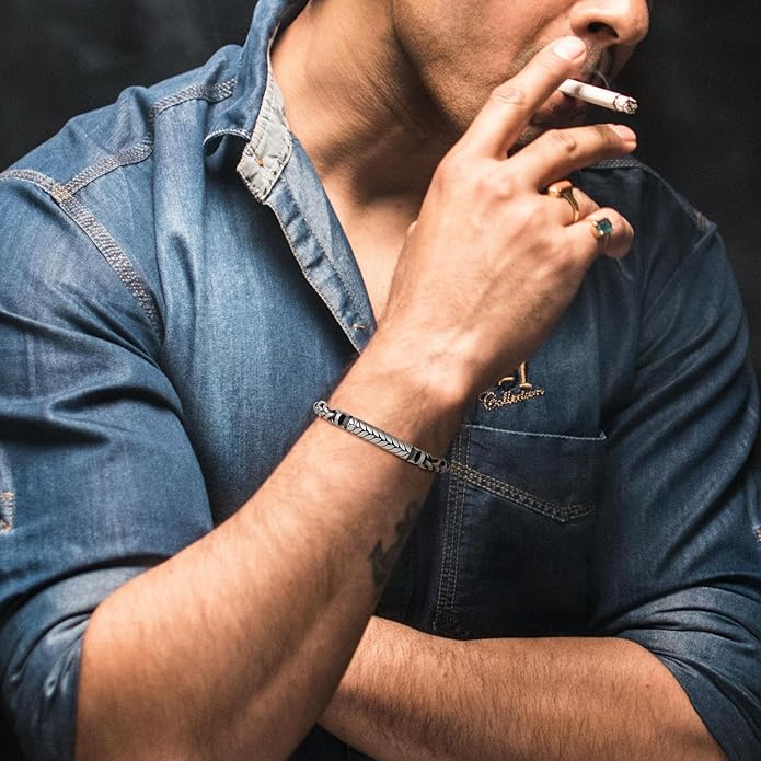 HZMAN 8.5In Link Bracelet for Men 8mm Wide Stainless Steel Fragrance/Essential Oil Relaxing Stress Relieving Rope Chain/Square Box Chain Bracelet