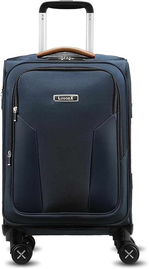 LUGGEX Carry On Luggage Suitcases with Spinner Wheels, 20 Inch Softside Expandable Rolling Suitcase for Travel, Business (Blue)