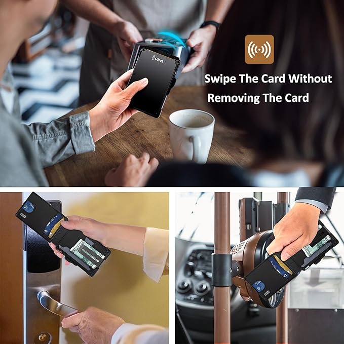 umoven Wallet for Men - with Money Clip Slim Leather Slots Credit Card Holder RFID Blocking Bifold Minimalist Wallet (Dark Black)