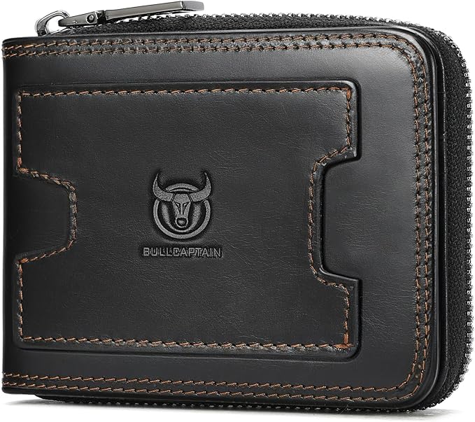 LUKZIJAES Genuine Leather Wallet for Men (#15-Black)