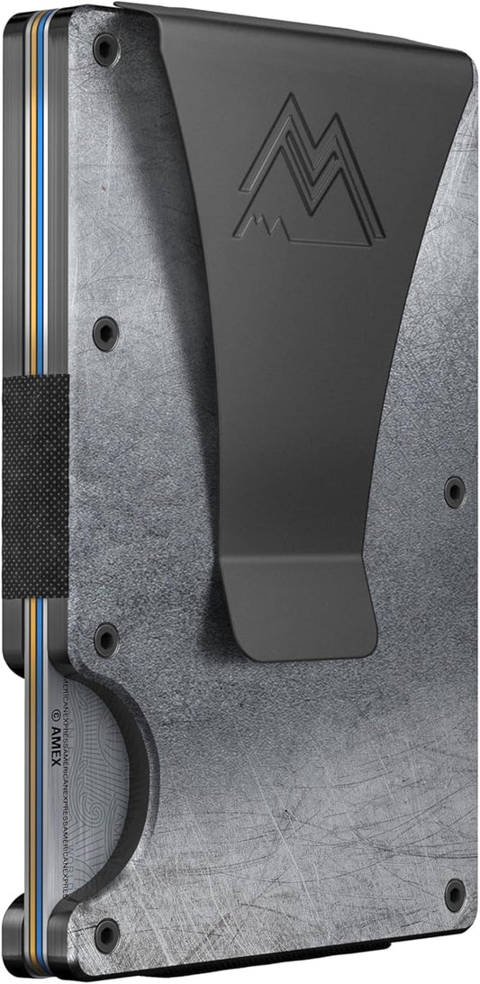 Mountain Voyage Co Minimalist Wallet for Men & Women - Slim RFID Wallet, Scratch Resistant, Credit Card Holder & Money Clip, Easily Removable Money & Cards, (Greystone Aluminum)