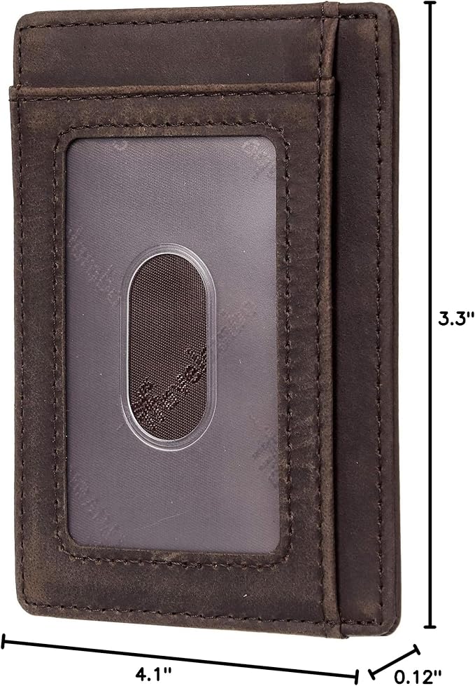 Travelambo Slim Wallet Front Pocket Minimalist Leather RFID Blocking Medium Size