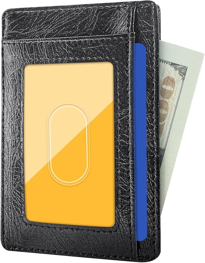 Travelambo Slim Wallet Front Pocket Minimalist Leather RFID Blocking Medium Size