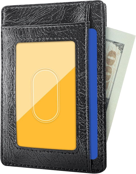 Travelambo Slim Wallet Front Pocket Minimalist Leather RFID Blocking Medium Size
