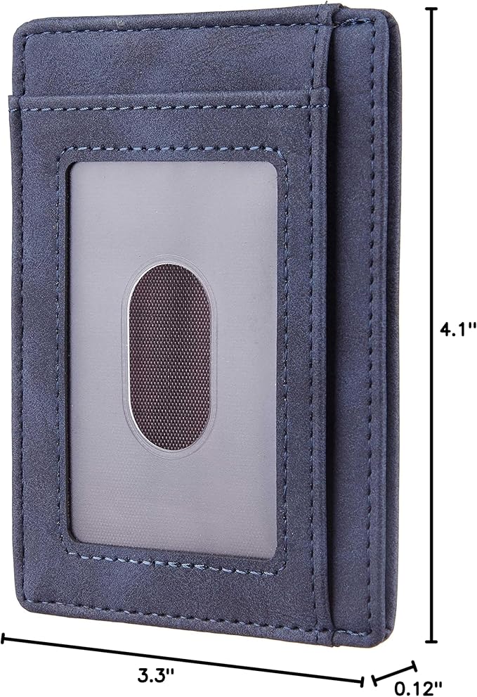 Travelambo Slim Wallet Front Pocket Minimalist Leather RFID Blocking Medium Size