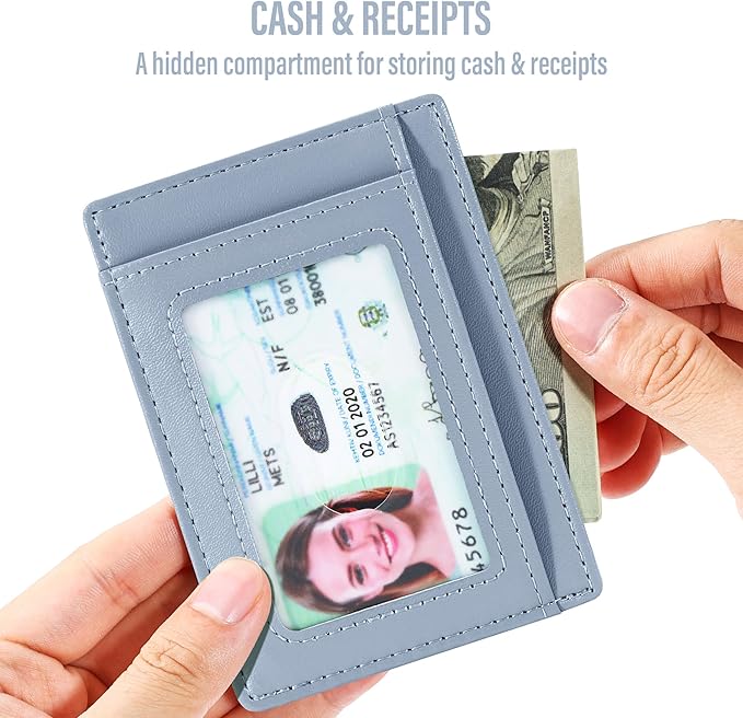 Travelambo Slim Wallet Front Pocket Minimalist Leather RFID Blocking Medium Size