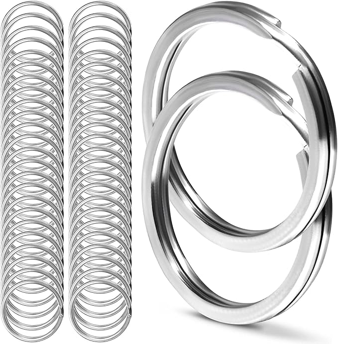 Crest 50 pcs Marine Grade Stainless Steel Split Ring for Keychains 1 inch 25mm SS316L Key Rings for Car Keys