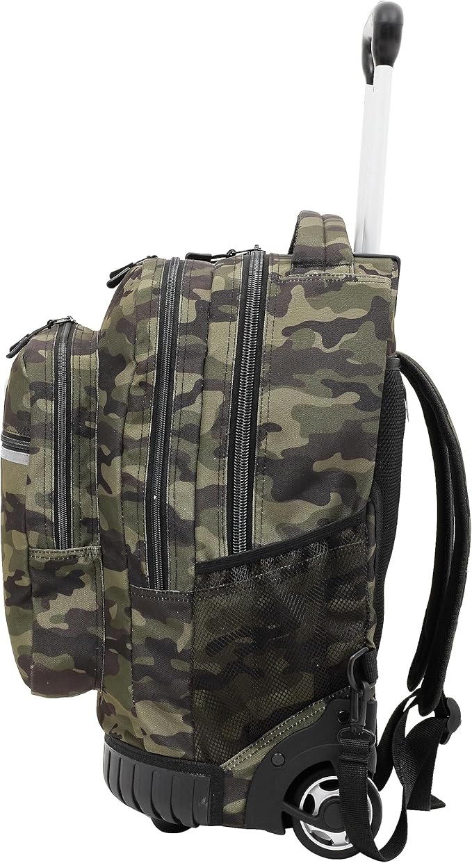 Travelers Club Rolling Backpack, Camo, 20 Inch with Laptop Compartment