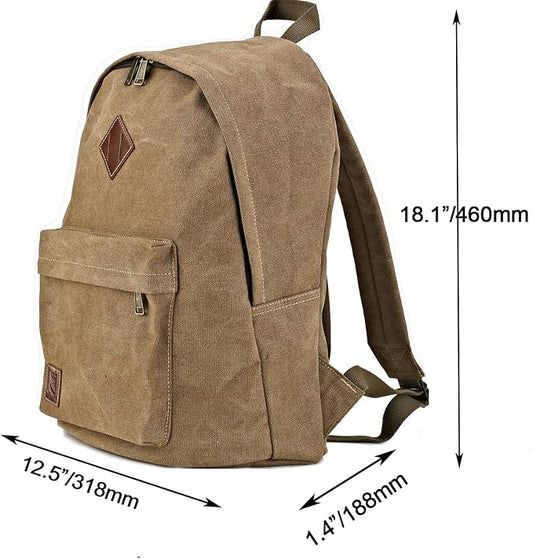 Canvas Laptop Backpack, Durable Rucksack, Travel Bag Fits 15.6 Inch Notebook for Men Women Factory Directly(Coffee)