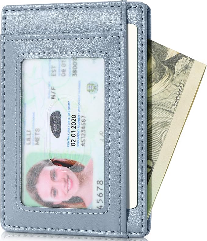 Travelambo Slim Wallet Front Pocket Minimalist Leather RFID Blocking Medium Size