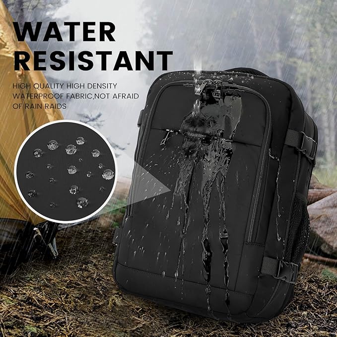 Travel Laptop Backpack, Carry on Backpack, 15.6 Inch Durable Business Work Bag with USB Port, Water Resistant Rucksack Book Computer Bag Gifts for Women Men, Black