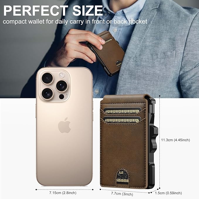 furid Smart Wallet For Men Slim: Rfid Minimalist Pop Up Wallets with Money Clip Metal Credit Card Holder - Gifts for Husband Father at Birthday Anniversary