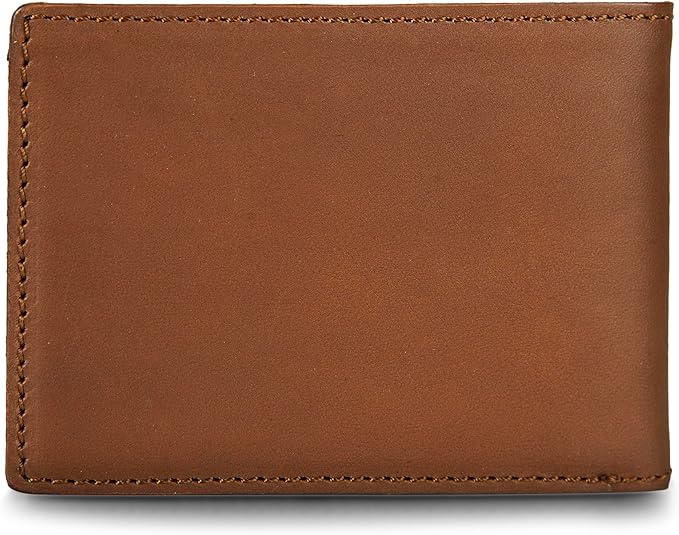 Eddie Bauer Men's Rugged Leather Bifold Wallet | Money Clip | RFID Protection | ID Window | Genuine Leather | EDC