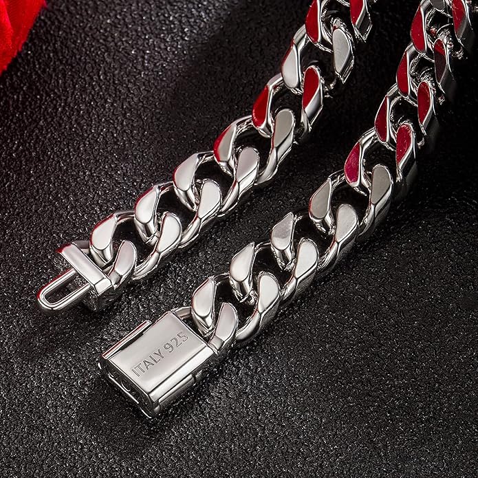 H&Beautimer Fashion 925 Sterling Silver Classic Cuban Chain Bracelet 10mm-7 "8" 9 "10" Curb Cuban Bracelet Solid Thick Large Link Bracelet For Men Jewelry Gift