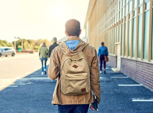 Canvas College Laptop Backpack, Durable Rucksack, Travel Bag Fits 15.6 Inch Notebook for Men Women, Khaki