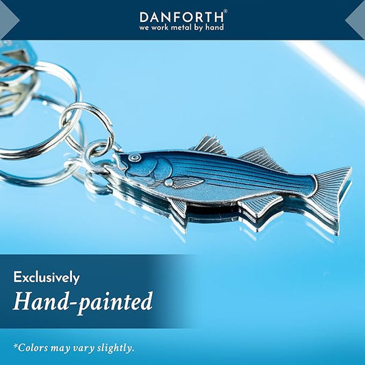 DANFORTH Striped Bass Fish Keychain, Bass Fishing Keychain for the Ultimate Bass Enthusiast and Avid Fisherman, Best Fisherman Gifts, Made in the USA, Handcrafted Pewter, 2 1/2" Long