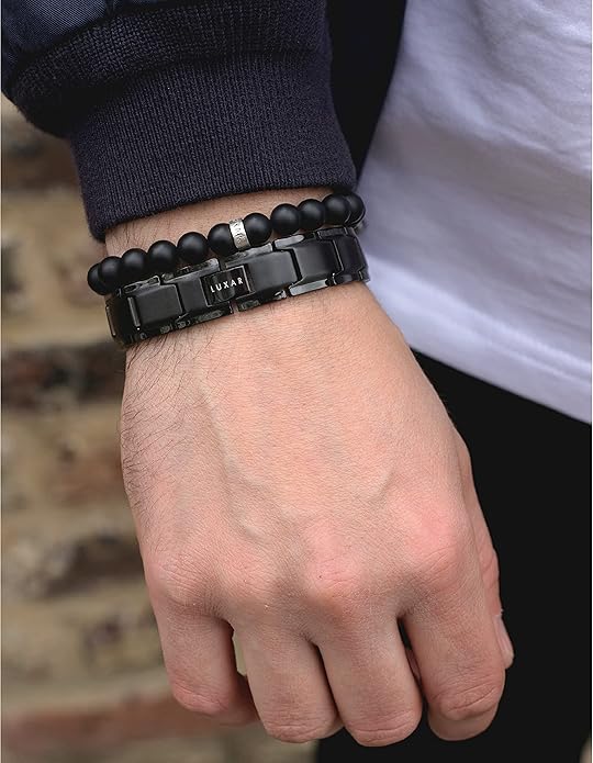 LUXAR Men's Titanium Link Bracelet | Solid Titanium Adjustable Bracelet Designed for Men | Explore The World of Luxar