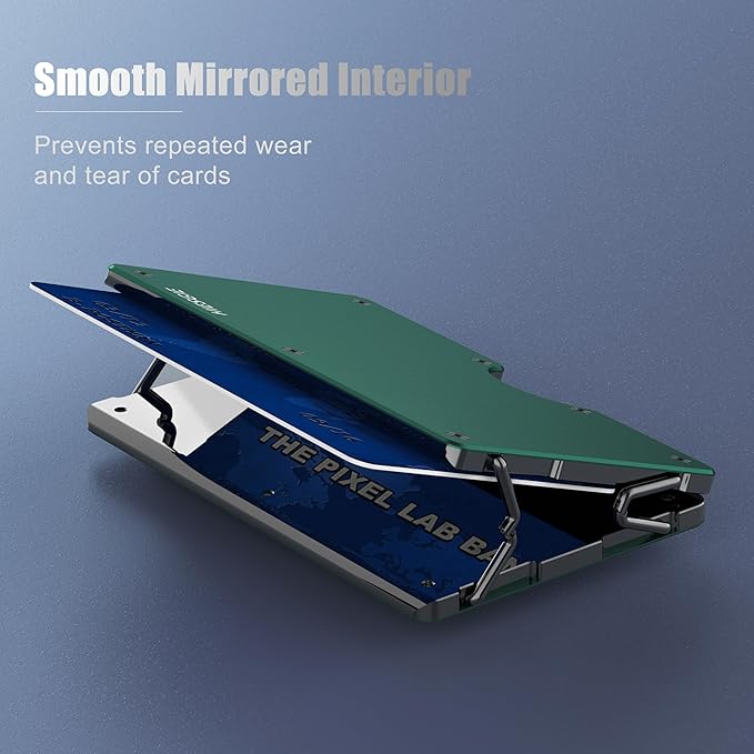 HIESGIE Men Minimalist Metal Wallet | American USA Flag | Slim Engraved Aluminum Credit Card Holder | Personalized Mini Front Pocket Money Case | RFID Blocking EDC Tactical Wallets