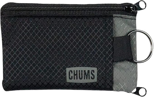 Chums Surfshorts Wallet - Lightweight Slim Wallet with RFID Blocking Card & Clear ID Window - Zippered, Minimalist Wallet w/Key Ring - Solid Colors