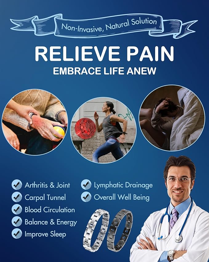 Feraco Magnetic Bracelets for Men Sleek Titanium Stainless Steel Magnetic Therapy Bracelet with Sizing Tool, Jewelry Gifts for Men (Silver)