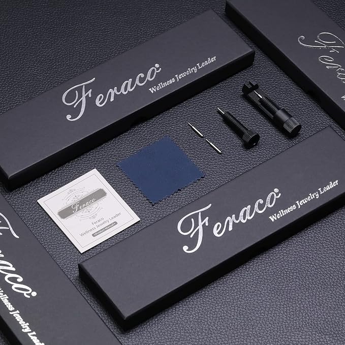 Feraco Magnetic Bracelets for Men Sleek Titanium Stainless Steel Magnetic Therapy Bracelet with Sizing Tool, Jewelry Gifts for Men (Black)