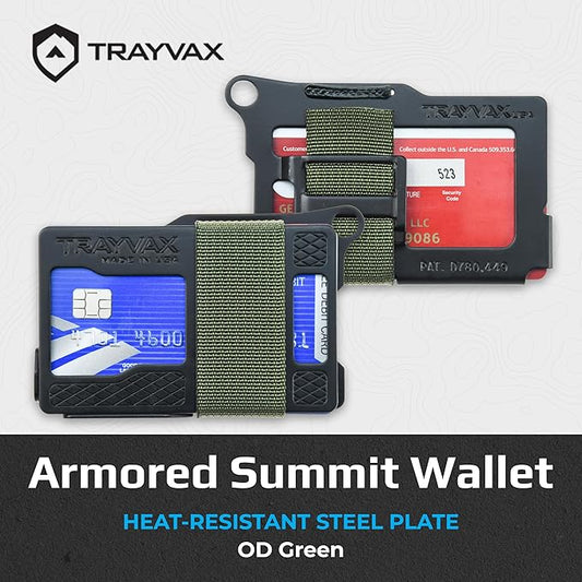 Trayvax Armored Summit Wallet, RFID Front Pocket Metal Credit Card Holder with Money Clip, Slim Minimalist Wallet for Men and Women
