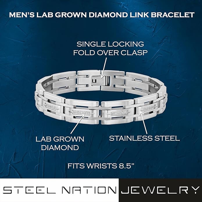 1/2ctw Lab Grown Diamond Stainless Steel Bracelet