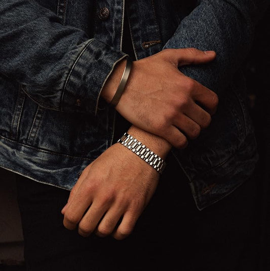 LUXAR Men's Titanium Cuff Bracelet | Solid Titanium Minimalist Bracelet Designed for Men | Available in Medium and Large Sizes | Explore the World of Luxar
