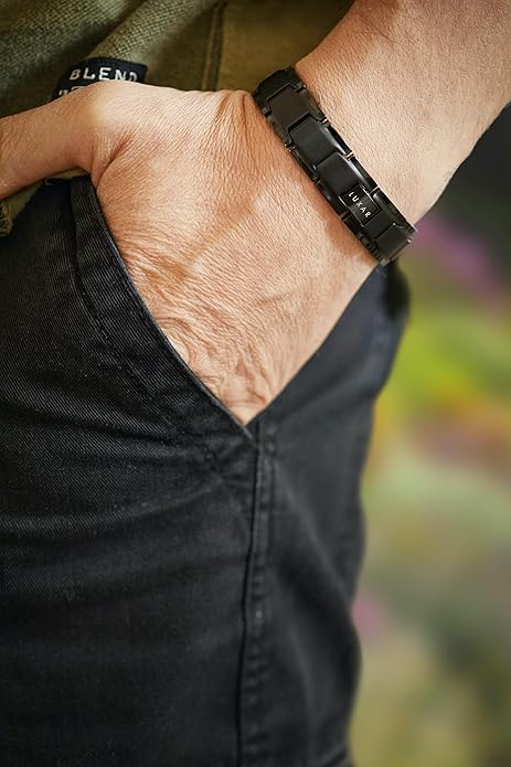 LUXAR Men's Titanium Link Bracelet | Solid Titanium Adjustable Bracelet Designed for Men | Explore The World of Luxar