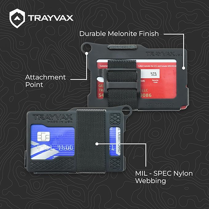 Trayvax Armored Summit Wallet, RFID Front Pocket Metal Credit Card Holder with Money Clip, Slim Minimalist Wallet for Men and Women